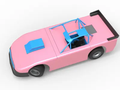 New Zealand Super Saloon race car while turning V2 Scale 1 to 25 3D print model