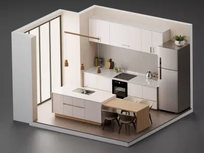 Kitchen interior 3D model purchase