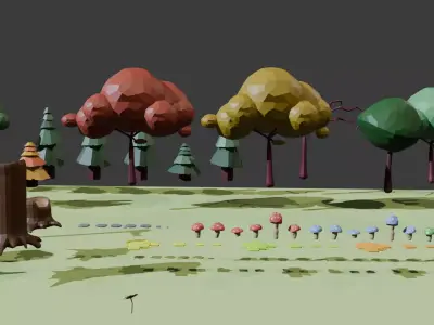 LowPoly Nature set Free low-poly 3D model