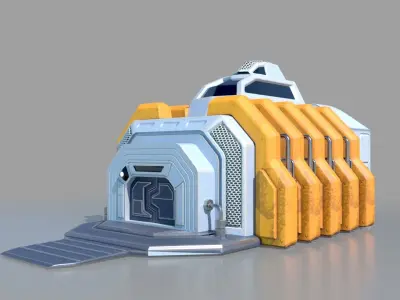 SciFi military base Low-poly 3D model