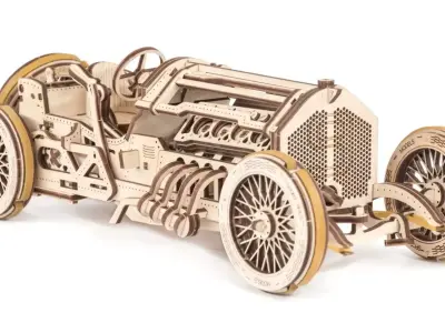 3D Wooden Puzzle Model Grand Prix Car with V8 Engine 3D model
