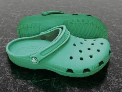 CROCS 3D FLIP-FLOP - GREEN - SLIPPERS Low-poly 3D model