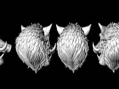 Wild Boar Head 3D Model for Jewelry Pendant Design 3D print model