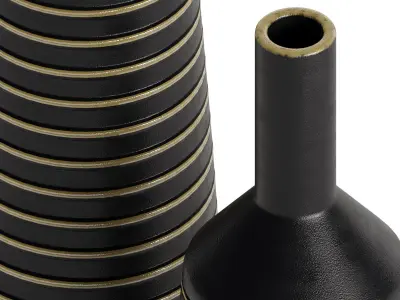 Matte Black Gold Lined Vases 3D model