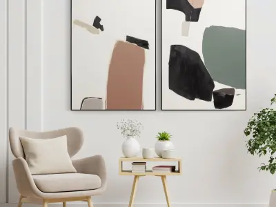 Plaster Two Photo Frame E-30 Low-poly 3D model