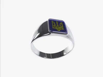 ring with Ukrainian coat of arms 3D print model