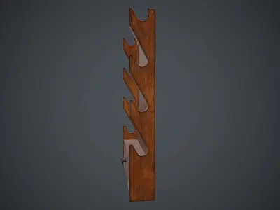 Wooden Weapon Rack 1 PBR Game Ready Low-poly 3D model