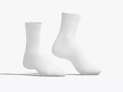 White Long Socks stand on tiptoe - fabric sox pair Low-poly 3D model