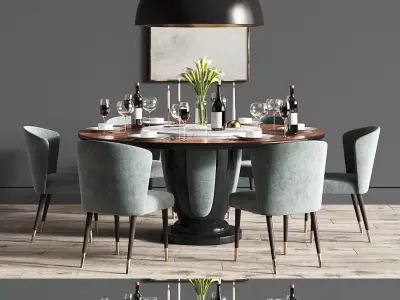 Dining Set room table and chairs 3D model