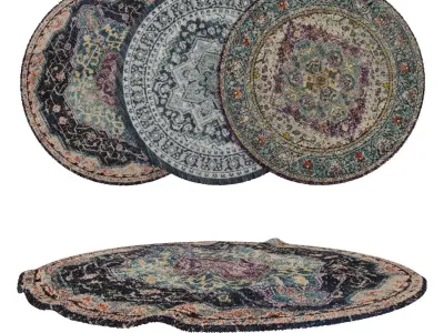 Round Rug Set 216 3D model