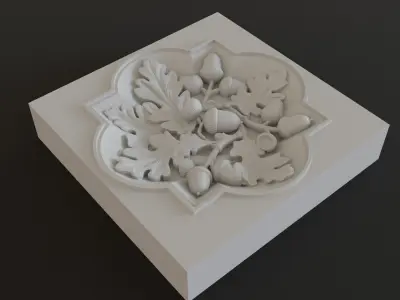 Decoration with framed acorns and oak leaves 3D model