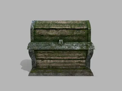 Chest old wooden box Low-poly 3D model