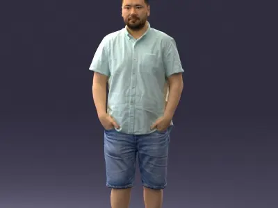 000165 Standing Man in Casual Summer Clothes 0716 3dp 3D print model