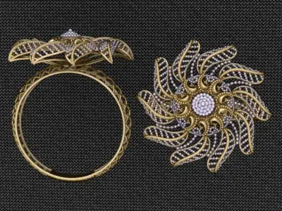 10 Kuwaiti design rings 3dm light weight  3D print model