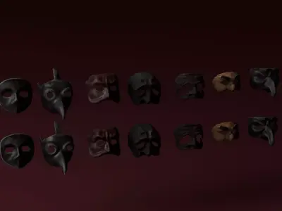 Italian Masks Low-poly 3D model