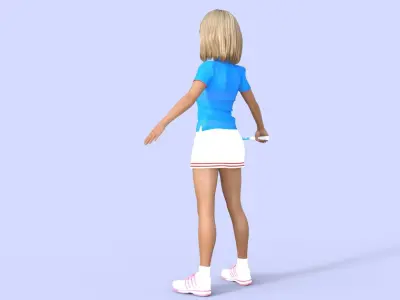 Tennis Player Cartoon Girl 3D model