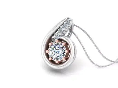 pendant diamond gold and rose gold 3D print model