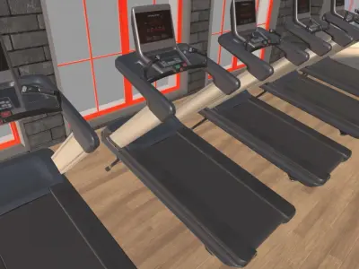 Treadmill four treadmills in gym 3D model