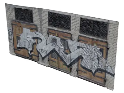 Electrical station with graffiti scan 29 Low-poly 3D model