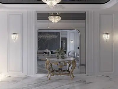 New Classic Interior Scene Staircase Living Room Majlis Corona Low-poly 3D model