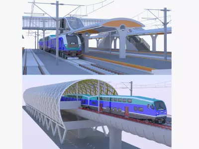 BiLevel train stations bundle II 3D Model Collection