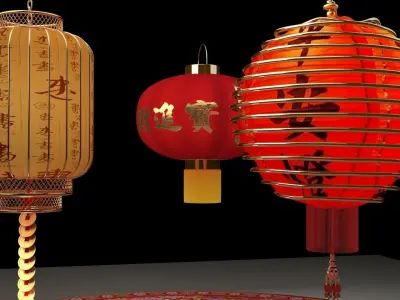 Chinese red lantern 3D model 93
