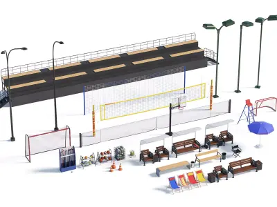 Sports furniture and gates Hq 3D model