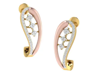 Solitaire Women Drop Earring 3dm STL OBJ FBX Render Details 3D print model 9
