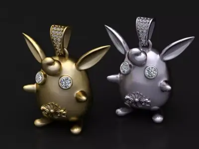 Luxury Golden Bunny Pendant  3D print model