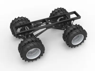 Chassis of Vintage Monster Truck double wheels Scale 1 to 25 3D print model