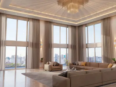 Modern Living Room - Hall 3D model
