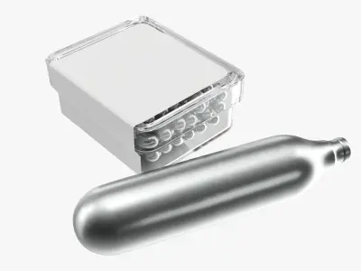 Air pistol bullet box and gas cylinder 3D model