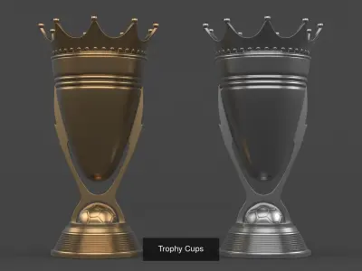 Gold Trophy Cups Collection 3D Model Pack