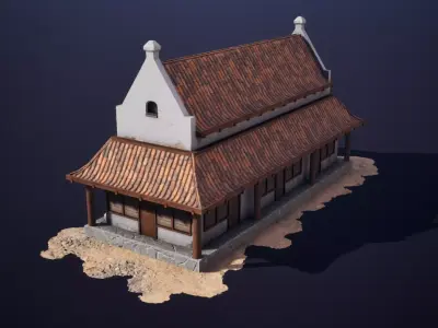 Old Batavia City Tavern Shops Sample Static Meshes for Games Free low-poly 3D model