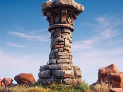 Stylized Pillars 3D model
