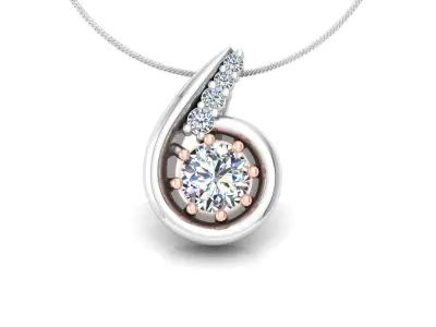 pendant diamond gold and rose gold 3D print model