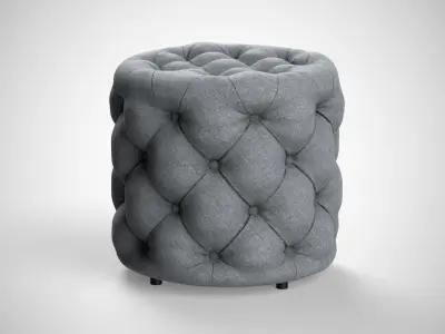 DOE BUCK Round Tufted Ottoman Low-poly 3D model
