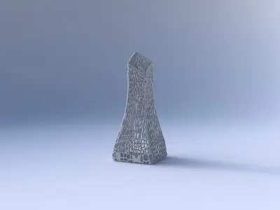 Vase squeezed and bent rectangle 2 with dense twisted organic... 3D print model