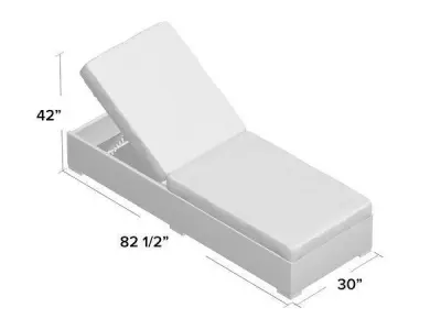 Long Reclining Single Chaise Sunbrella with Cushions 3D model