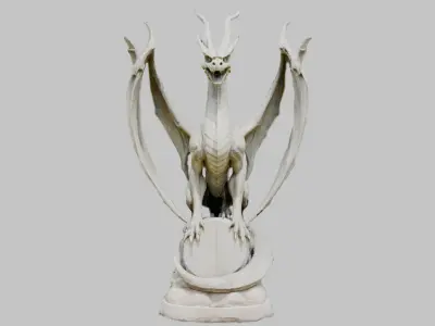 Detailed Dragon Statue 3D Model Low-poly 3D model