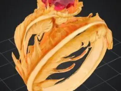 Phoenix Flame Ring  Luxury Gold Fantasy Design 3D print model