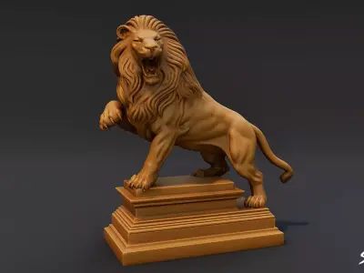 Lion Statue V9 Low-poly 3D model