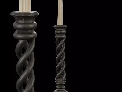 Decorative Candlestick Holder -  Antique Twisted Candle Stand 3D model