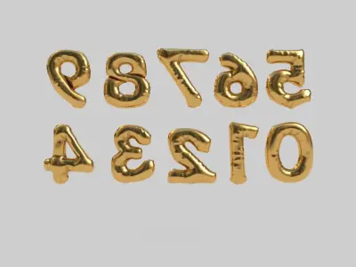 BALLOON NUMBER GOLD Low-poly 3D model