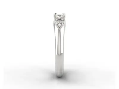 D-0644 diamond engagement ring gold 3D print model