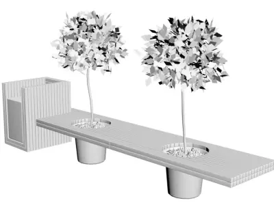 Wooden eco design bench 3D model
