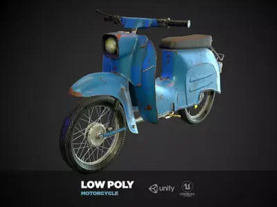 Schwalbe KR 51 retro motorcycle Low-poly 3D model