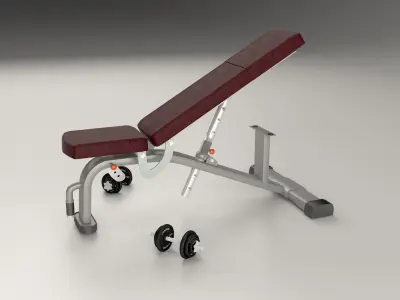 Gym pushing bench Low-poly 3D model