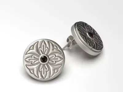 Flower Decor Stud Earrings 002 3D print model