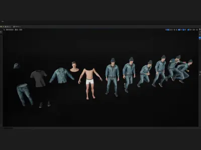 Man - Autumn Outfit 7 - Modular - Rigged Low-poly 3D model